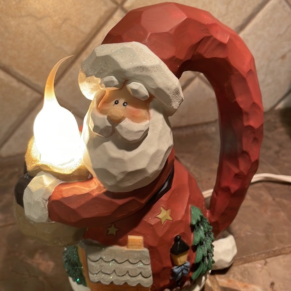Vintage Ceramic Christmas Santa Holding A Candle Electric Lights Up Candle - Picture 2 of 16